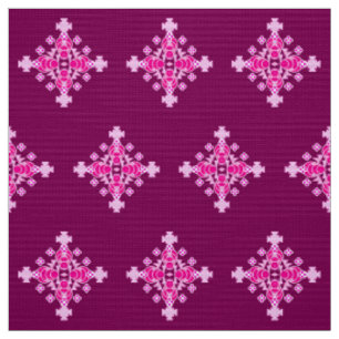Mandala-Muster mit vier Punkten, Pink und Pflaume Stoff