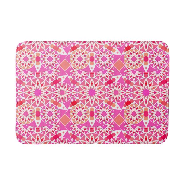 Mandala-Muster, Rosa- und Korallenfarben Badematte (Vorderseite)