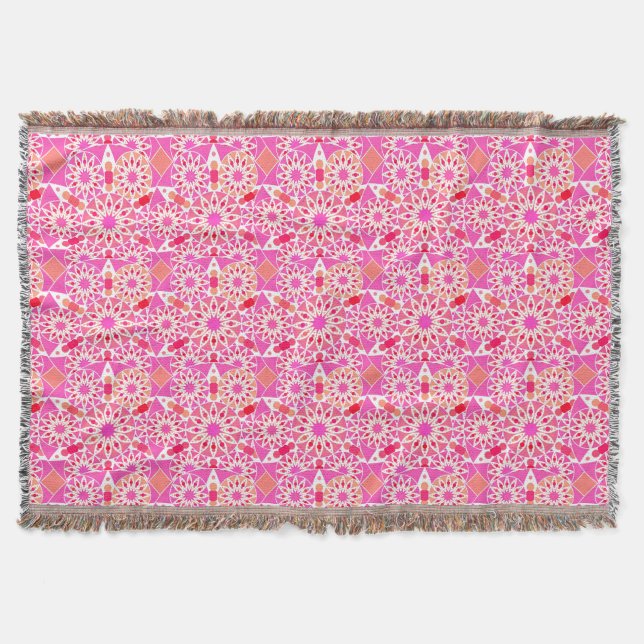 Mandala-Muster, Rosa- und Korallenfarben Decke (Vorderseite)
