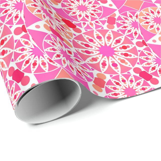 Mandala-Muster, Rosa- und Korallenfarben Geschenkpapier (Rolleneckpunkt)