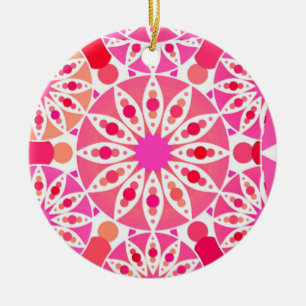 Mandala-Muster, Rosa- und Korallenfarben Keramik Ornament