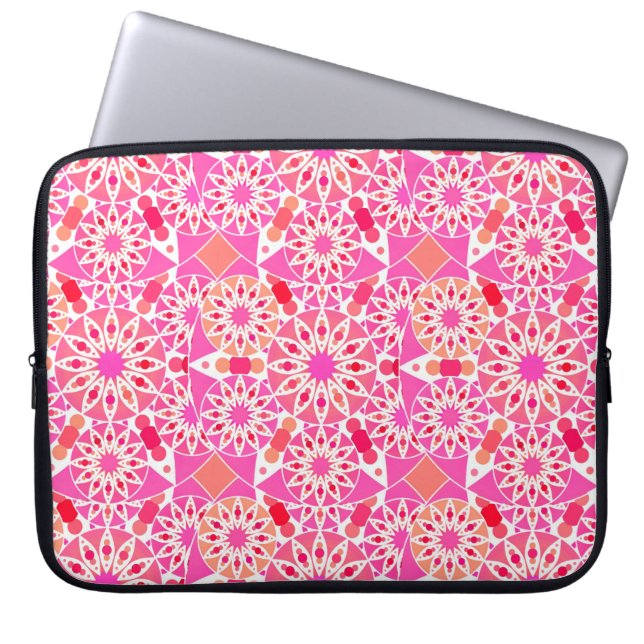 Mandala-Muster, Rosa- und Korallenfarben Laptopschutzhülle (Vorderseite)