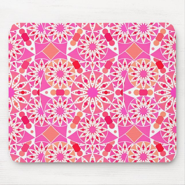 Mandala-Muster, Rosa- und Korallenfarben Mousepad (Vorne)