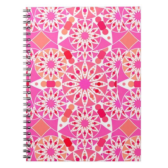 Mandala-Muster, Rosa- und Korallenfarben Notizblock (Vorderseite)