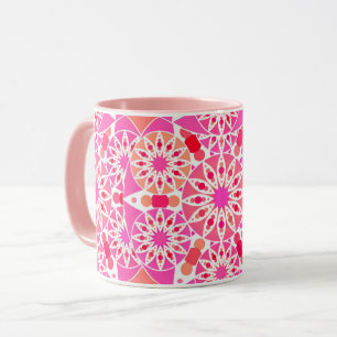 Mandala-Muster, Rosa- und Korallenfarben Tasse