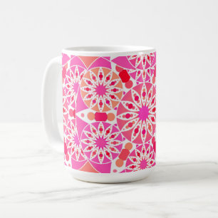 Mandala-Muster, rosa und korallenrote Schattierung Kaffeetasse