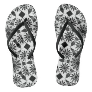 Mandala Muster , schwarz, weiß und grau / grau Flip Flops