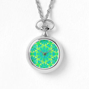 Mandala-Muster, türkis, blau, liengrün Armbanduhr