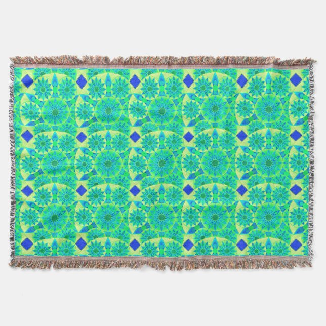 Mandala-Muster, türkis, blau, liengrün Decke (Vorderseite)