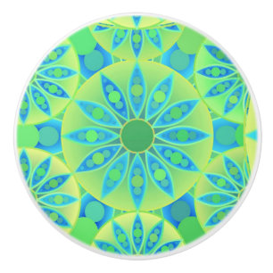 Mandala-Muster, türkis, blau, liengrün Keramikknauf