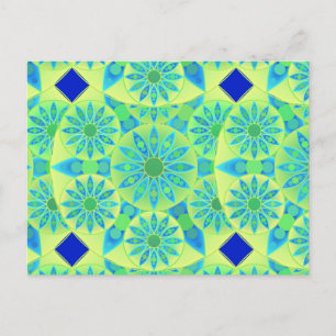 Mandala-Muster, türkis, blau, liengrün Postkarte