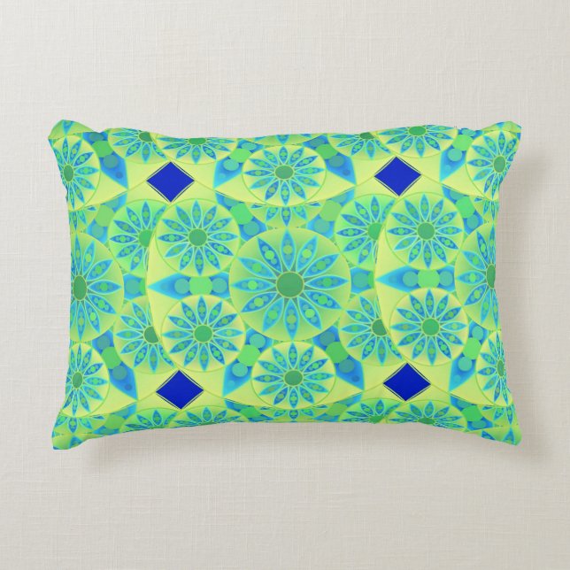 Mandala-Muster, türkis, blau, liengrün Zierkissen (Vorderseite)