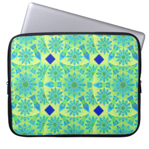 Mandala-Muster, Türkis, Blau, Limettengrün Laptopschutzhülle