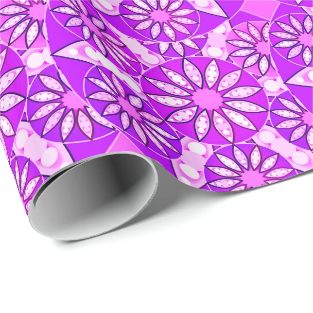 Mandala-Muster, violett, orchid und rosa Geschenkpapier (Rolleneckpunkt)