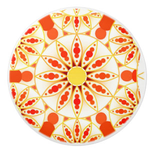 Mandala-Muster, Ziegelrot, Rost, Gold Keramikknauf