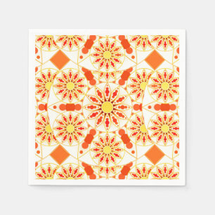 Mandala-Muster, Ziegelrot, Rost, Gold Serviette