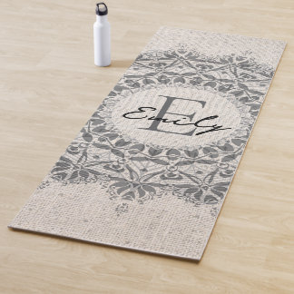 Mandala Name Monogram Monochrome Light Grau Yogamatte