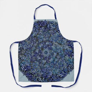Mandala-Natur-Blumen-Kühn-Blau-Blumen-Geometrie Schürze