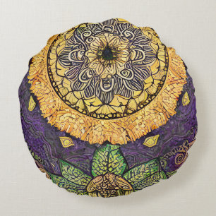 Mandala Natur-Inspiriert Rundes Kissen
