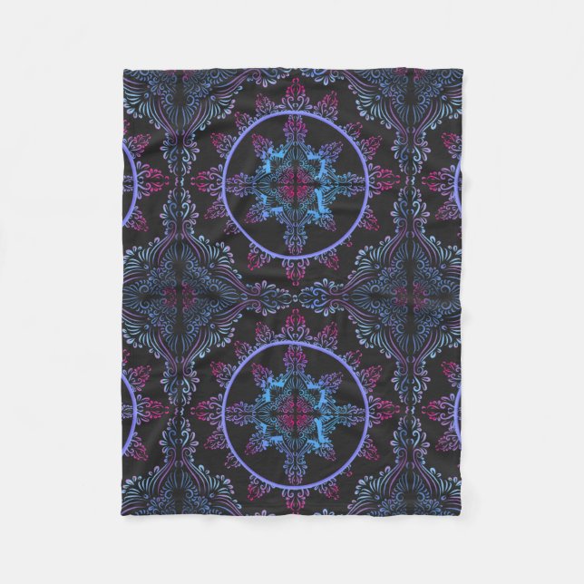 Mandala Night Blume Fleecedecke (Vorderseite)