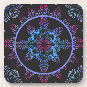 Mandala Night Blume Getränkeuntersetzer