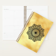 Mandala noir sur fond or doux