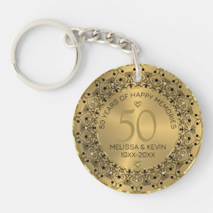Mandala Noir sur Gold 50e anniversaire Mariage