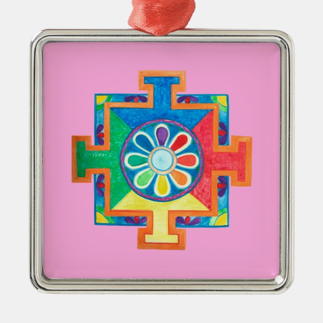 Mandala of Creation Ornament Aus Metall (Vorne)