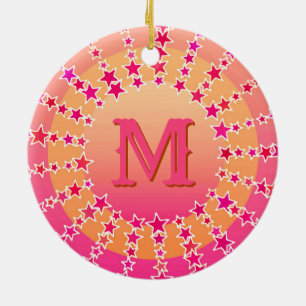 Mandala of Stars - Rosa und Korallensatin Gradient Keramik Ornament