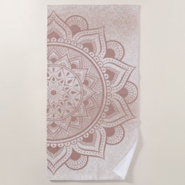 Mandala Om Glitzer Rose Gold Dusty Pink Chic Yogi Strandtuch