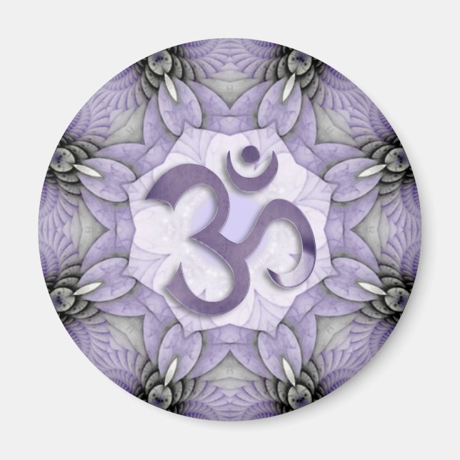 MANDALA OM - orange | Roter Schimmer Magnet (Vorne)