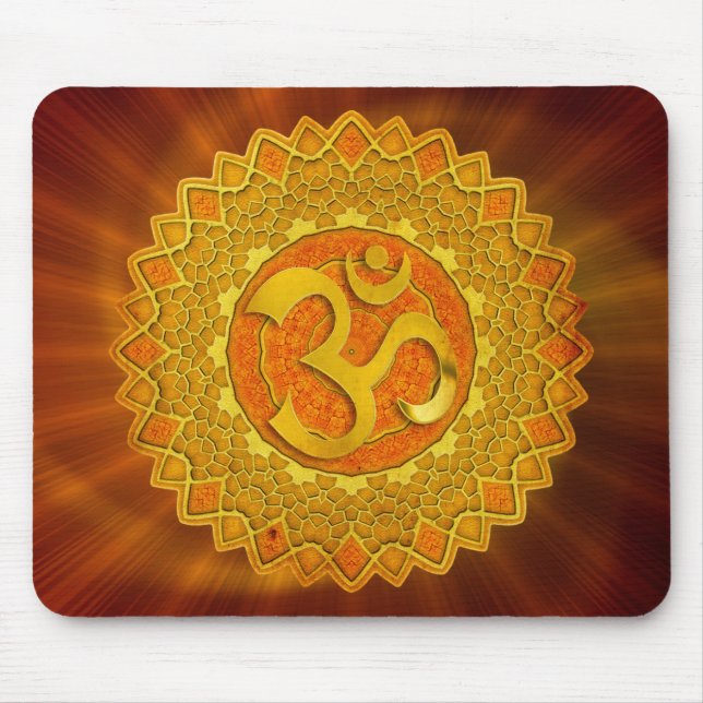 MANDALA OM - orange | Roter Schimmer Mousepad (Vorne)