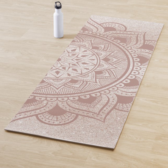 Mandala Om Rose Gold Glitzer Chic Stilvolle Übung Yogamatte (Beispiel)