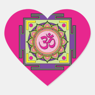 Mandala OM Shanti OM Herz-Aufkleber