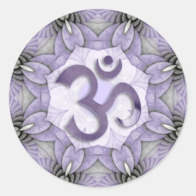 MANDALA OM - violett Runder Aufkleber (Vorderseite)