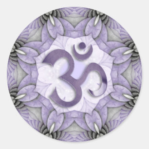 MANDALA OM - violett Runder Aufkleber