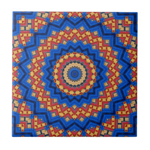 Mandala orange blau fliese