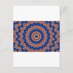 Mandala orange blau postkarte
