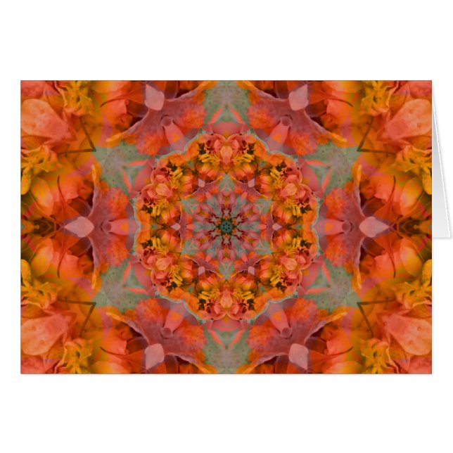 Mandala orange de peluche - carte (Devant horizontal)