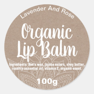 Mandala Organic Lip Balm Étiquettes Kraft