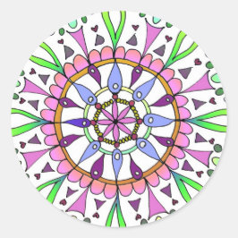 Mandala Original Zeichnend mit digitaler Farbgebun Runder Aufkleber