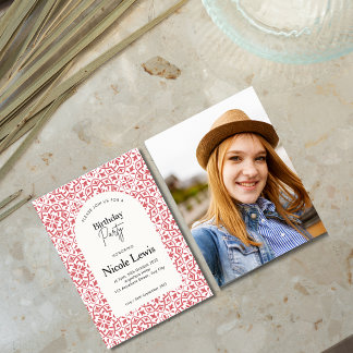 Mandala Ornament & Arabisches Muster Crimson Einladung