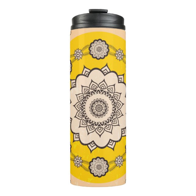 Mandala-Ornamentaldesign, ethnischer Stil Thermosbecher (Vorderseite)