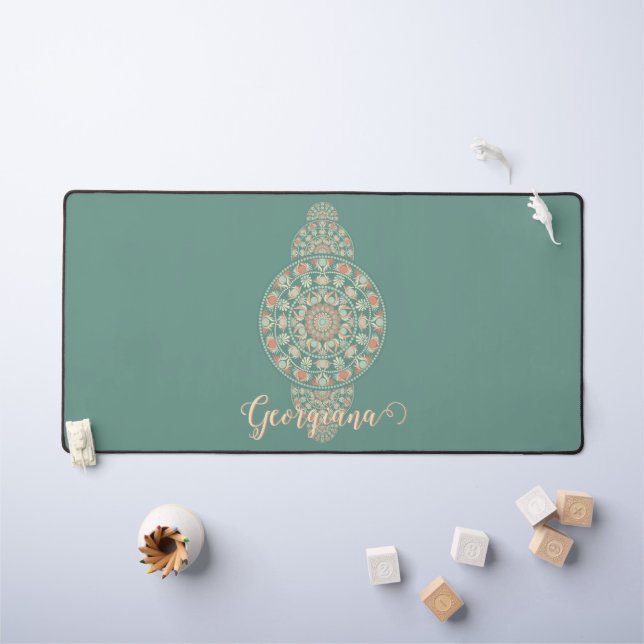 Mandala Ornementale Rétro Sage & Sable customisé (Tableau pour enfants)