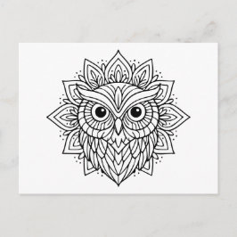 Mandala Owl Head Line Art Postkarte