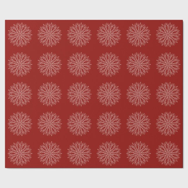 Mandala-Packpapier - tiefrot Geschenkpapier (Saum)