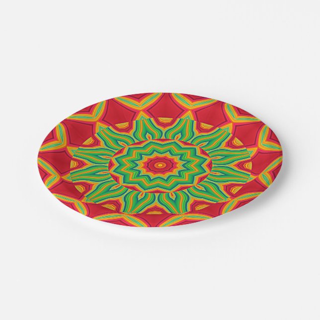 Mandala Papierplatte Pappteller (Schrägansicht)
