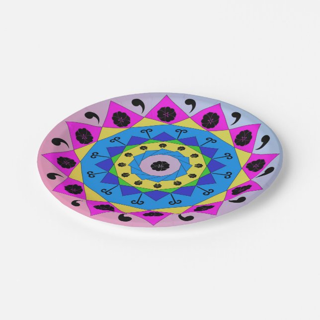 Mandala Papierplatte Pappteller (Schrägansicht)