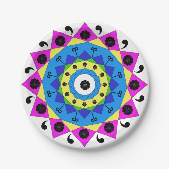 Mandala Papierplatte Pappteller (Vorderseite)