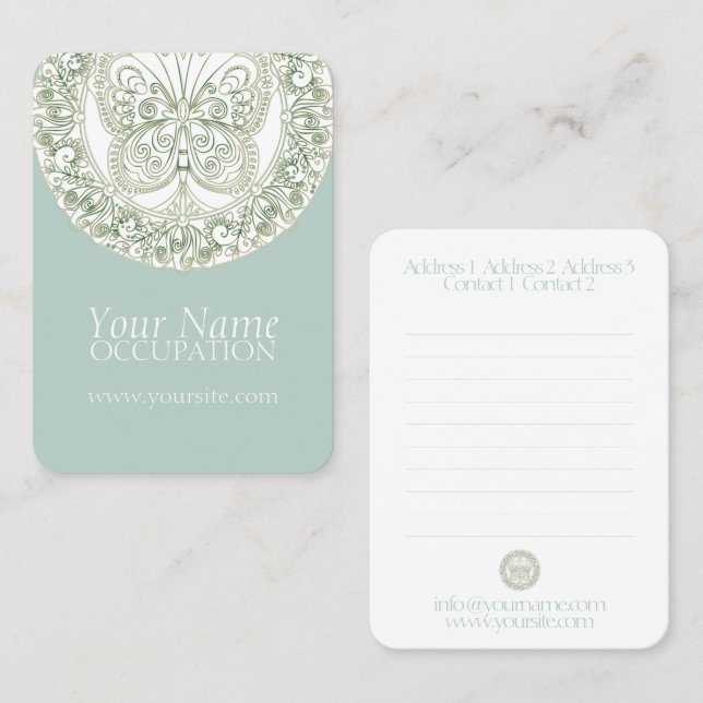 Mandala papillon - Carte de visite (Devant / Derrière)